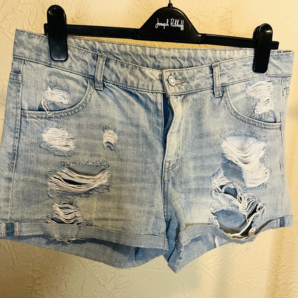 H&M Blue Jean Shorts Distressed Casual